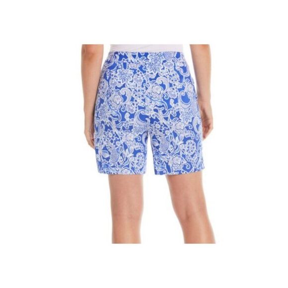NWT Rafaella Blue White Floral 6” Stretch Bermuda Shorts Size 6 - Picture 2 of 11